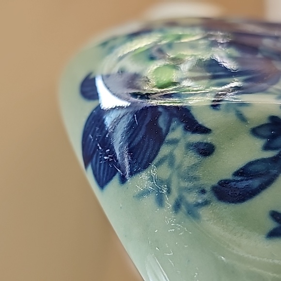 AAA Imports Ceramic Green Blue Floral Chinoiserie Style Planter Pot - Picture 10 of 12